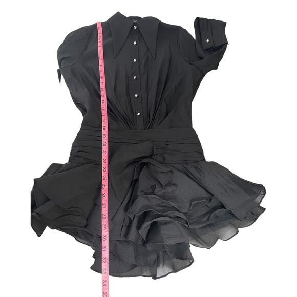 ZCRAVE Emma Dropped Waist Ruffled Organza Shirtdress Black Night Out Size Small - Picture 13 of 16